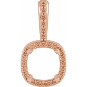 14K Roségoud 8x8 mm Cushion 4-Prong Halo-stijl Hanger Montuur