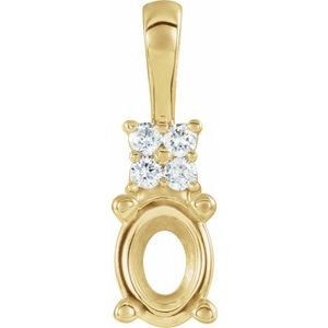 14K Geelgoud 7x5 mm Ovaal .05 CTW Natuurlijke Diamant Semi-Gezet Hanger