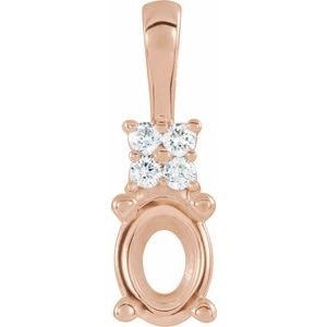 14K Roségoud 7x5 mm Ovaal .05 CTW Natuurlijke Diamant Semi-Gezet Hanger