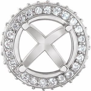 14K Witgoud 9.4 mm Rond 1/4 CTW Natuurlijke Diamant Semi-Gezet Zetkop met stift