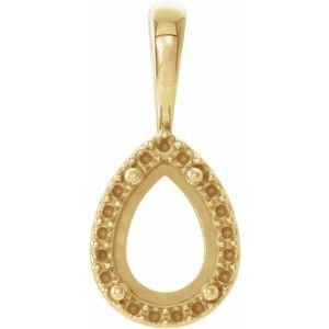 18K Geelgoud 8x5 mm Peer 4-Prong Halo-stijl Cabochon Hanger