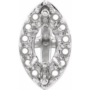 14K Witgoud 9.5x5 mm Marquise 6-Prong Halo-stijl Zetkop met stift