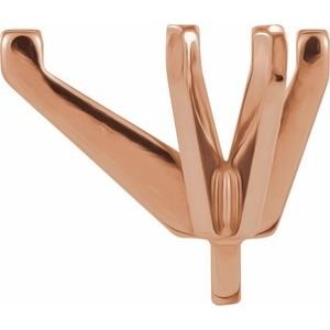 14K Roségoud 12x7.5 mm Peer 6-Prong Hoge Zetkop met stift