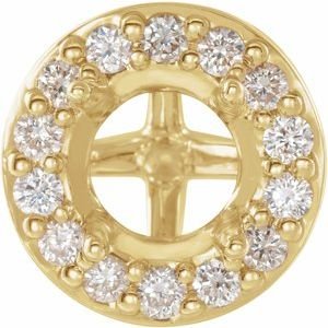 14K Geelgoud 7 mm Rond 1/3 CTW Natuurlijke Diamant Semi-Gezet Halo-stijl Zetkop met stift