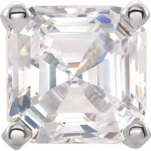 14K Witgoud 5.5x5.5 mm Asscher 4-Prong Lage Zetkop met stift - Afbeelding 5