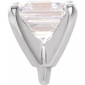 14K Witgoud 5.5x5.5 mm Asscher 4-Prong Lage Zetkop met stift - Afbeelding 3