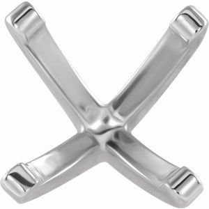 14K Witgoud 5.5x5.5 mm Asscher 4-Prong Lage Zetkop met stift - Afbeelding 2