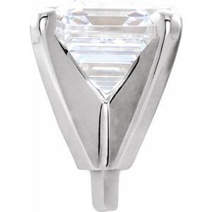 14K Witgoud 8x8 mm Asscher 4-Prong Zwaar Zetkop met stift - Afbeelding 3