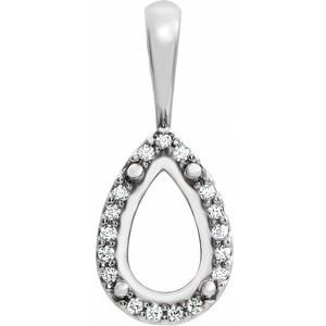 14K Witgoud 7x5 mm Peer .04 CTW Natuurlijke Diamant Semi-Gezet Hanger