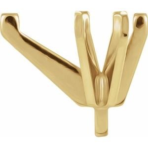 14K Geelgoud 10x6 mm  Peer 6-Prong Hoge Zetkop met stift