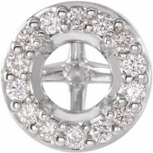 14K Witgoud 6.5 mm Rond 1/4 CTW Natuurlijke Diamant Semi-Gezet Halo-stijl Zetkop met stift