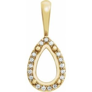 14K Geelgoud 8x5 mm Peer .04 CTW Natuurlijke Diamant Semi-Gezet Hanger
