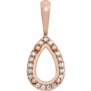 14K Roségoud 8x5 mm Peer .04 CTW Natuurlijke Diamant Semi-Gezet Hanger