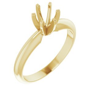 14K Geelgoud 5.0-5.3 mm Rond Lichtgewicht 6-Prong Solitair Verlovings Ring Montuur