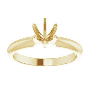 14K Geelgoud 5.0-5.3 mm Rond Lichtgewicht 6-Prong Solitair Verlovings Ring Montuur - Afbeelding 3