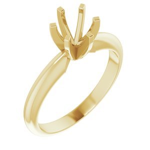 14K Geelgoud 5.7-6.0 mm Rond Lichtgewicht 6-Prong Solitair Verlovings Ring Montuur