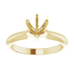 14K Geelgoud 5.7-6.0 mm Rond Lichtgewicht 6-Prong Solitair Verlovings Ring Montuur - Afbeelding 3
