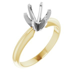 14K Geel/Witgoud 6.0-6.6 mm Rond Lichtgewicht 6-Prong Solitair Verlovings Ring Montuur