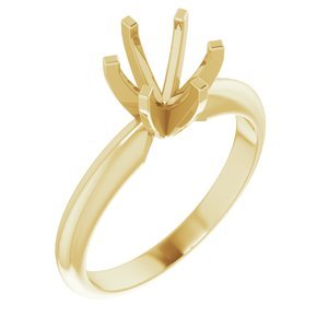14K Geelgoud 6.0-6.6 mm Rond Lichtgewicht 6-Prong Solitair Verlovings Ring Montuur