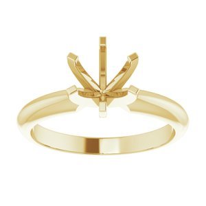 14K Geelgoud 6.0-6.6 mm Rond Lichtgewicht 6-Prong Solitair Verlovings Ring Montuur - Afbeelding 3