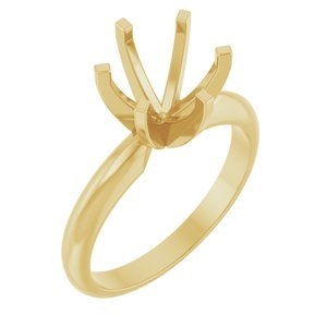 14K Geelgoud 7.8-8.6 mm Rond Lichtgewicht 6-Prong Solitair Verlovings Ring Montuur - Afbeelding 5