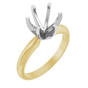 14K Geel/Witgoud 7.8-8.6 mm Rond Lichtgewicht 6-Prong Solitair Verlovings Ring Montuur