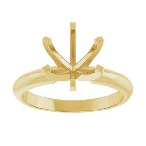 14K Geelgoud 7.8-8.6 mm Rond Lichtgewicht 6-Prong Solitair Verlovings Ring Montuur - Afbeelding 3