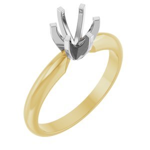 14K Geel/Witgoud 5.7-6.0 mm Rond Lichtgewicht 6-Prong Solitair Verlovings Ring Montuur