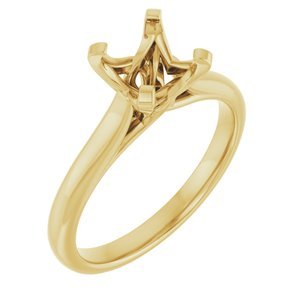18K Geelgoud 7x7 mm Cushion Verlovings Ring Montuur