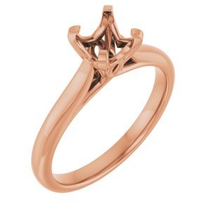 14K Roségoud 6 mm Cushion Verlovings Ring Montuur