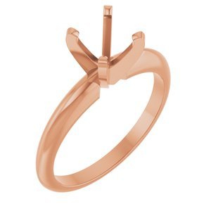 14K Roségoud 6.0-6.6 mm Rond 4-Prong Comvoort-fit Solitair Ring Montuur