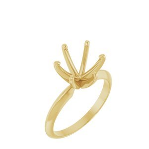14K Geelgoud 9.1-9.7 mm Rond Lichtgewicht 6-Prong Solitair Verlovings Ring Montuur