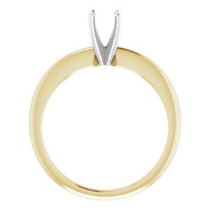 14K Geel/Witgoud 4.2-4.9 mm Rond 4-Prong Comfort-fit Solitair Ring Montuur - Afbeelding 2