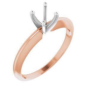 14K Rosé/Witgoud 5.4-5.7 mm Rond 4-Prong Comvoort-fit Solitair Ring Montuur