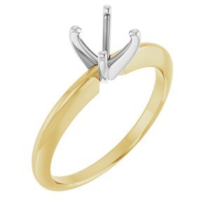 14K Geel/Witgoud 5.7-6 mm Rond 4-Prong Comvoort-fit Solitair Ring Montuur