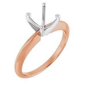 14K Rosé/Witgoud 7.3-7.7 mm Rond 4-Prong Comvoort-fit Solitair Ring Montuur