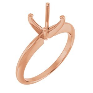 14K Roségoud 7.3-7.7 mm Rond 4-Prong Comvoort-fit Solitair Ring Montuur