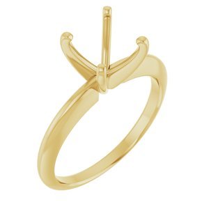 14K Geelgoud 7.8-8.6 mm Rond 4-Prong Comvoort-fit Solitair Ring Montuur