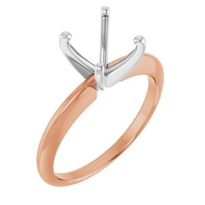 14K Rosé/Witgoud 7.8-8.6 mm Rond 4-Prong Comvoort-fit Solitair Ring Montuur