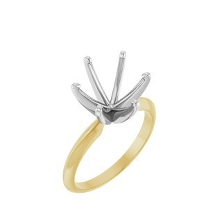 14K Geel/Witgoud 10.2-10.6 mm Rond Lichtgewicht 6-Prong Solitair Verlovings Ring Montuur