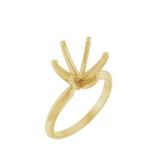 14K Geelgoud 10.2-10.6 mm Rond Lichtgewicht 6-Prong Solitair Verlovings Ring Montuur