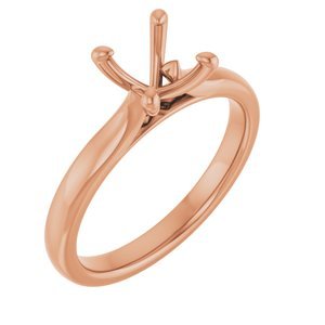 14K Roségoud 6.5 mm Rond Solitair Verlovings Ring Montuur