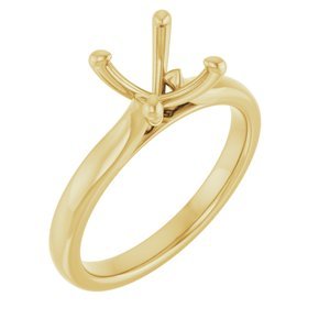 14K Geelgoud 7.4 mm Rond Solitair Verlovings Ring Montuur