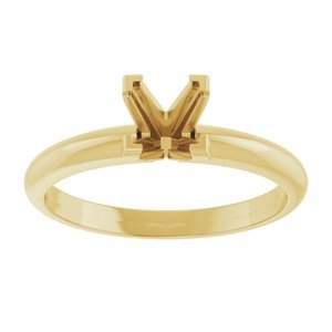 18K Geelgoud 5 mm Princess 4-Prong V-Prong Solitair Verlovings Ring Montuur - Afbeelding 3