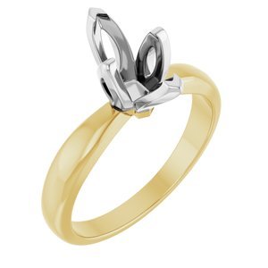 14K Geel/Witgoud 10x5 mm Marquise Tulp-zetting Solitair Verlovings Ring Montuur