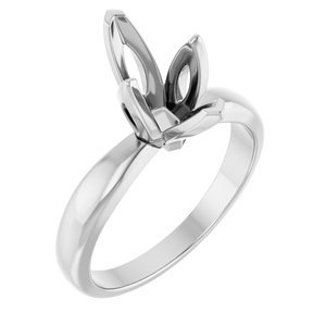 14K Witgoud 11x5.5 mm Marquise Tulp-zetting Solitair Verlovings Ring Montuur