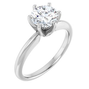 14K Witgoud 7.3-7.7 mm Rond 6-Prong Solitair Ring Montuur - Afbeelding 5