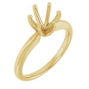 14K Geelgoud 7.3-7.7 mm Rond 6-Prong Solitair Ring Montuur