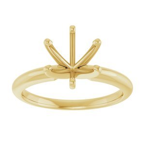 14K Geelgoud 7.8-8.6 mm Rond 6-Prong Solitair Ring Montuur - Afbeelding 3