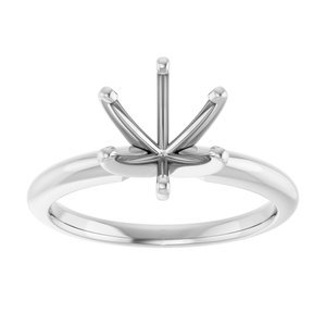 14K Witgoud 7.8-8.6 mm Rond 6-Prong Solitair Ring Montuur - Afbeelding 3